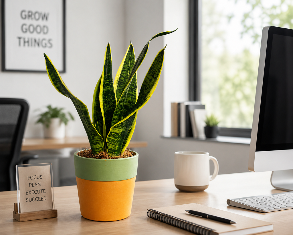 Potted Snake Plant نبات السانسيفيريا بوعاء